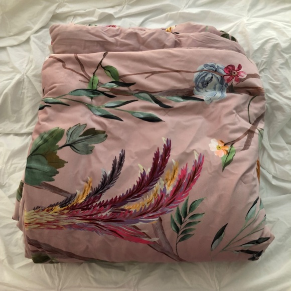 Anthropologie Josie velvet quilt full size floral birds print feminine pretty - Picture 2 of 8